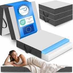ELONEO Matelas Pliable 1 personne, mousse visco 15 cm, 90x200