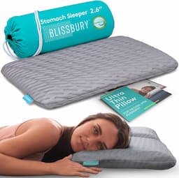 BLISSBURY — oreiller fin mémoire de forme 50D gel, 6,6 cm