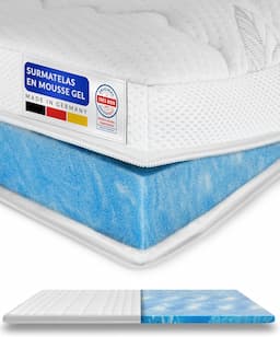 AMQ Sleep Surmatelas Gel 8 cm 160x200, mémoire de forme RG50