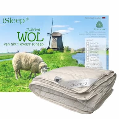 iSleep Couette 4 saisons en laine 100 % laine vierge 240 x 220 cm