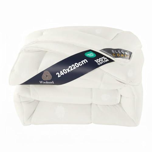 Sleep Comfy Couette 3 en 1 en 100 % laine vierge australienne 240 x 220 cm