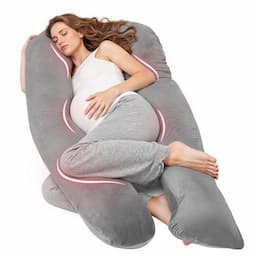 Nuliie Coussin de grossesse en forme de U, housse velours lavable