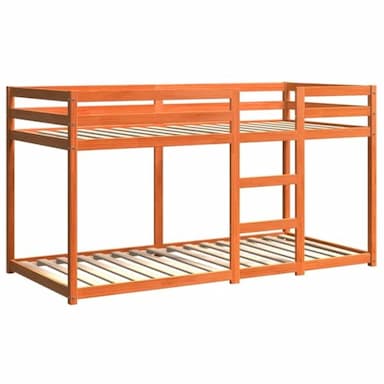 vidaXL lit superposé pin massif cire marron 90 x 200 cm, garde-corps 4 côtés