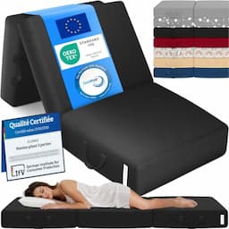 ELONEO Matelas pliant 3 parties mousse 15 cm 75 x 195 cm noir