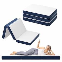 DEWINNER Matelas pliant triple mousse 75 x 195 x 15 cm housse tricot
