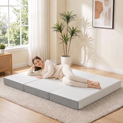 HOMCOM Matelas pliant 3 parties mémoire de forme gel 140 x 190 x 15 cm