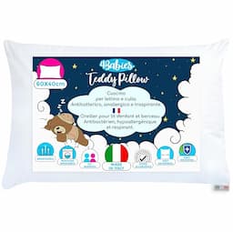 4BABIES oreiller enfant 40 x 60 cm, coton italien, fabriqué en Italie