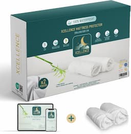 Lot de 2 protège-matelas 160x200 bambou, imperméable et silencieux