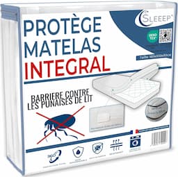 SLEEEP housse intégrale 160x200 anti-punaises de lit, zip en U, imperméable