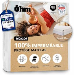 Ôhm alèse imperméable coton anti-acariens, bonnet 40 cm, Oeko-Tex