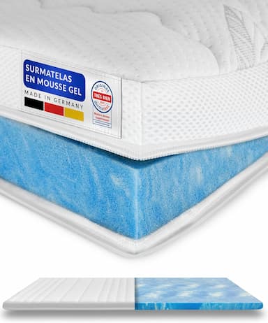 AMQ Sleep Surmatelas Gel 8 cm 160x200, mémoire de forme RG50