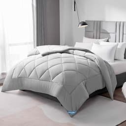 WAVVE Couette tempérée 300 g/m² en microfibre 220 x 240 cm gris clair