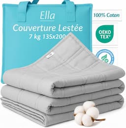 Ella Couverture lestée 7 kg, 135x200 cm, perles de verre hypoallergéniques