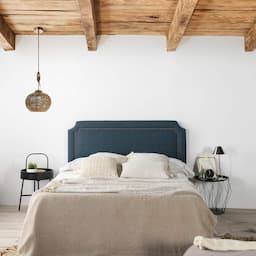marcKonfort Leonor tête de lit tapissée bleue à clous 160 cm