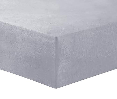 Vision Drap-housse flanelle 100 % coton 160x200 cm, bonnet 30 cm, gris